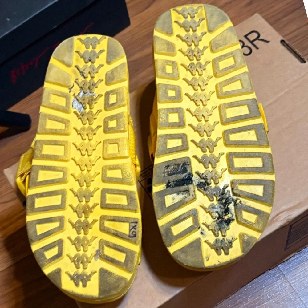 Kappa Slides Kids Size 6Y Yellow Good Adjustable Straps Logo Print Sporty Sandal